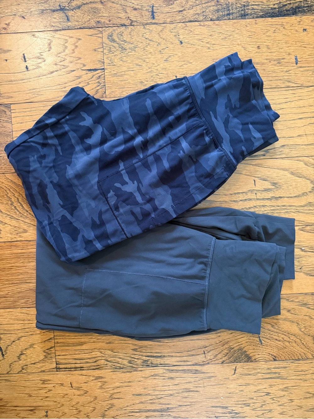 Athleta Navy Camo and Solid Navy Track Pants Set